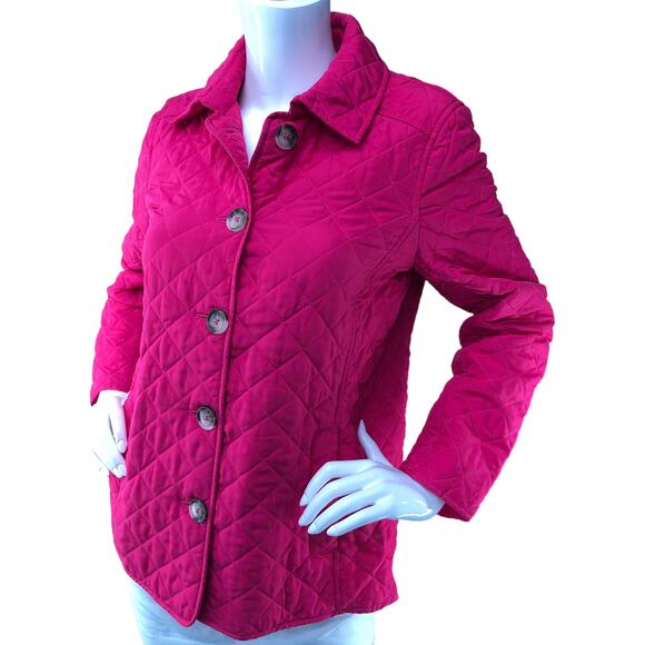 Chicos Womens Size 0 US 4/6 Jacket Quilted Button Up Collared Long Sleeve Pink - Picture 1 of 16